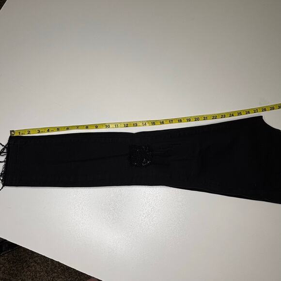 Frame Le Skinny De Jeanne Crop Black Jean Released Hem Frayed Jeans 25 - Picture 12 of 12